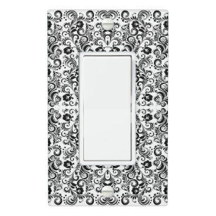 Cute black white floral background design light switch cover