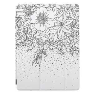 Cute Black White floral doodles and confetti iPad Pro Cover
