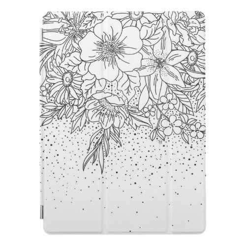 Cute Black White floral doodles and confetti iPad Pro Cover