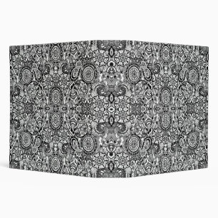 Cute black white floral paisley 3 ring binder
