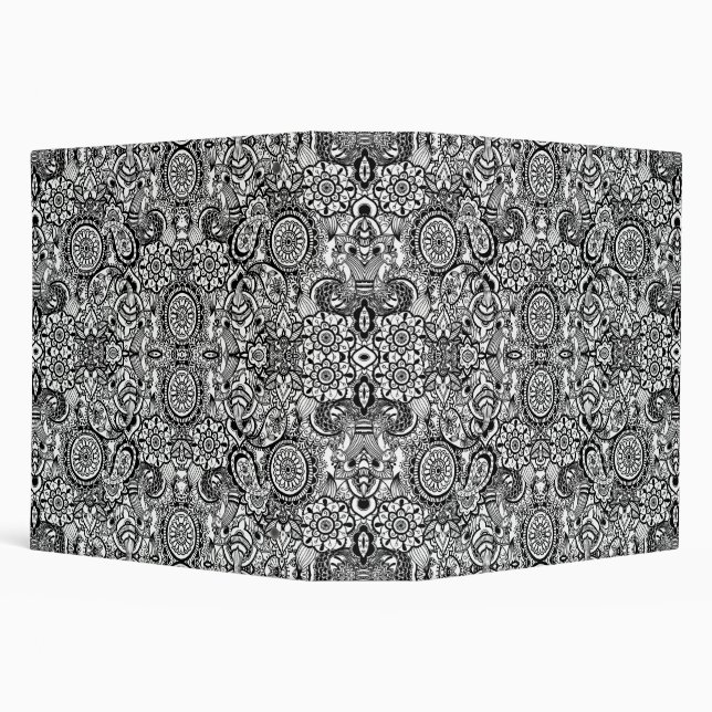 Cute black white floral paisley 3 ring binder (Background)