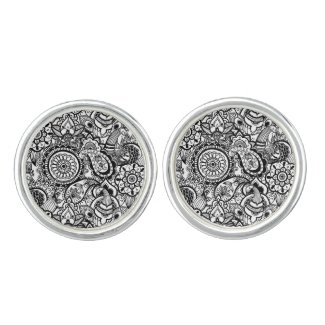 Cute black white floral paisley