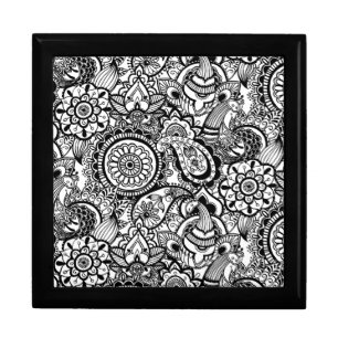 Cute black white floral paisley gift box