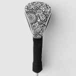 Cute black white floral paisley golf head cover