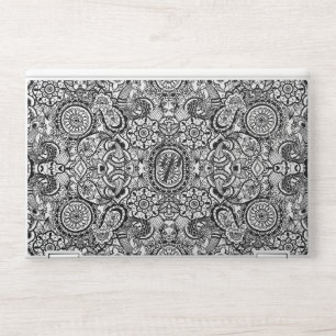 Cute black white floral paisley HP laptop skin