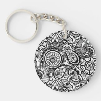 Cute black white floral paisley