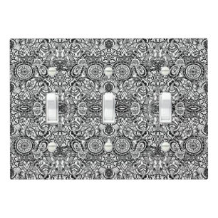 Cute black white floral paisley light switch cover