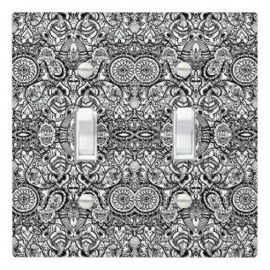 Cute black white floral paisley light switch cover