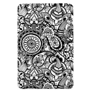 Cute black white floral paisley magnet