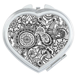 Cute black white floral paisley makeup mirror