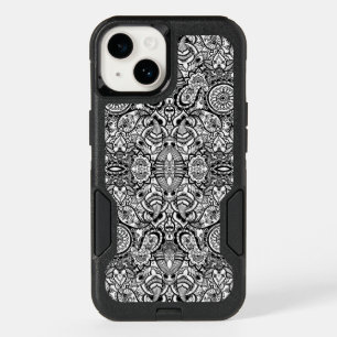 Cute black white floral paisley OtterBox iPhone 14 case
