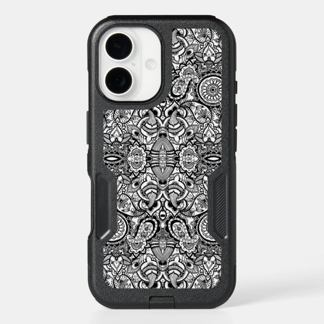 Cute black white floral paisley otterbox iPhone case (Back)