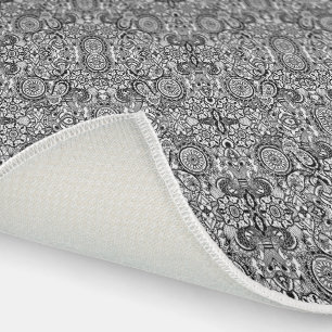 Cute black white floral paisley outdoor rug