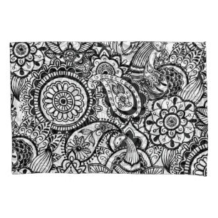 Cute black white floral paisley pillow case