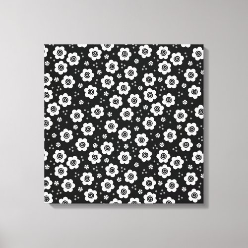 Cute black white flowers Canvas