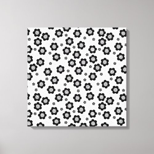 Cute black white flowers Canvas