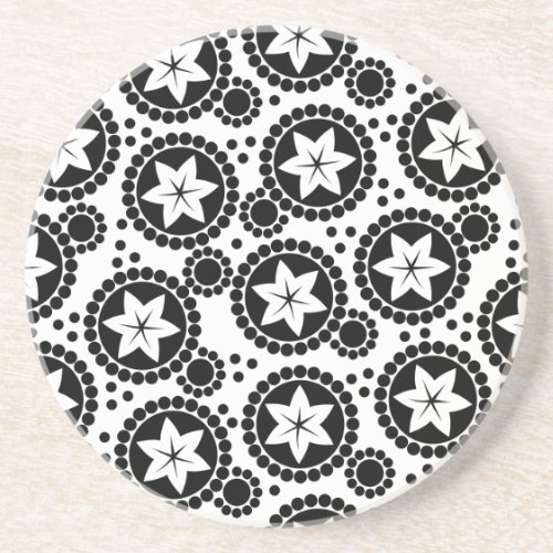 Cute black white flowers coaster