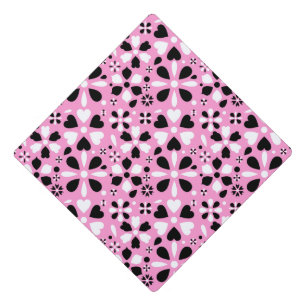 Cute black white flowers graduation cap topper