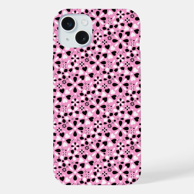 Cute black white flowers iPhone case (Back)