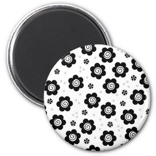 Cute black white flowers iPhone magnet