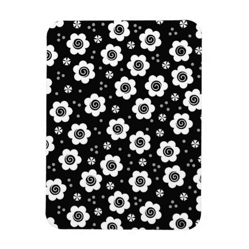 Cute black white flowers Magnet