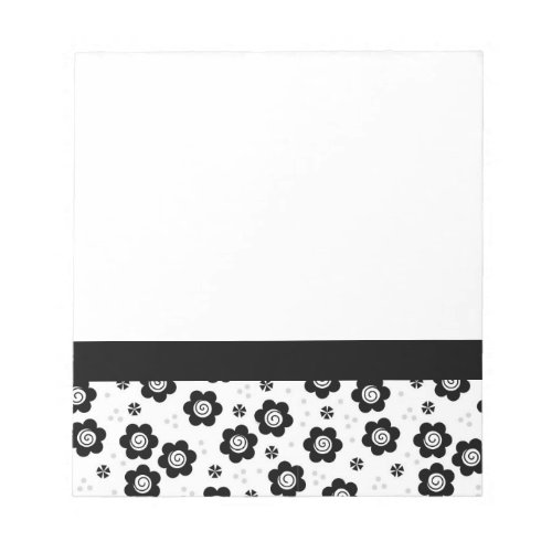 Cute black white flowers Notebook Notepad
