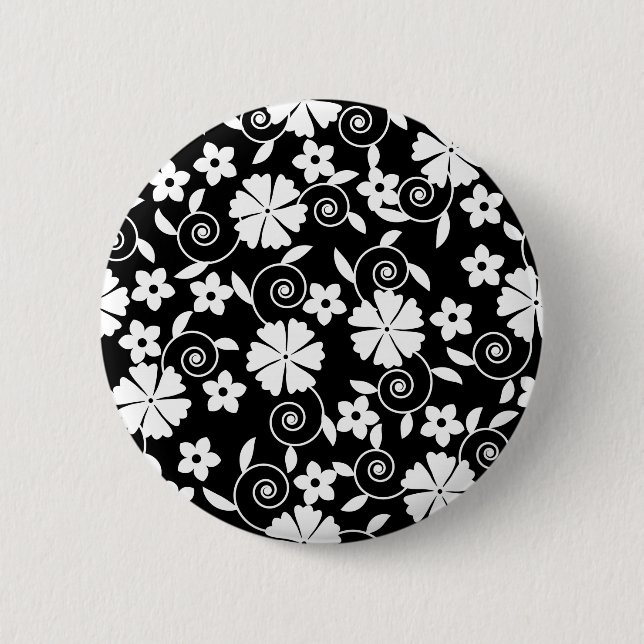 Cute black white flowers pattern bath towel set button (Front)