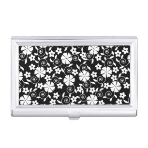 Cute black white flowers pattern LifeProof iPhone  Business Card Case