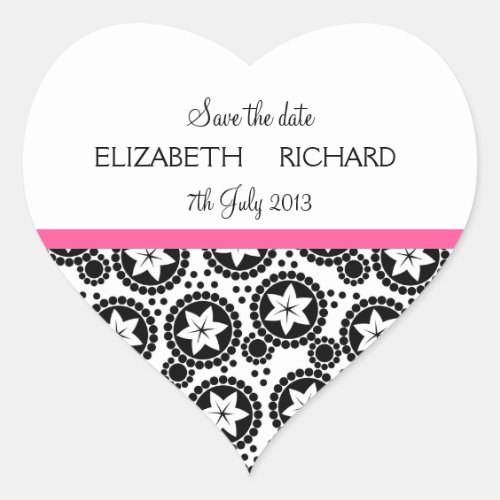 Cute black white flowers Save the Date Sticker