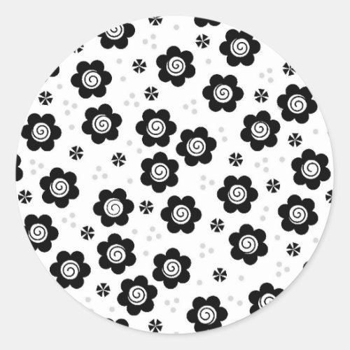 Cute black white flowers Sticker