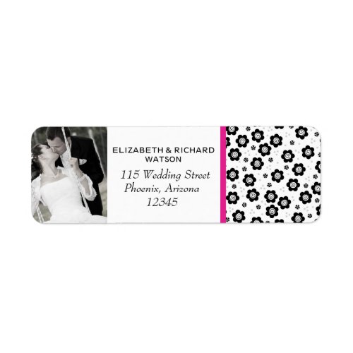 Cute black white flowers  Wedding Address Label