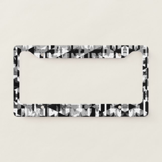 Cute Black white geometric pattern License Plate Frame (Front)