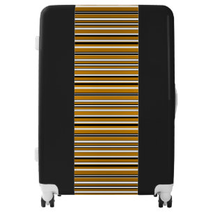 Cute black white golden stripes look luggage