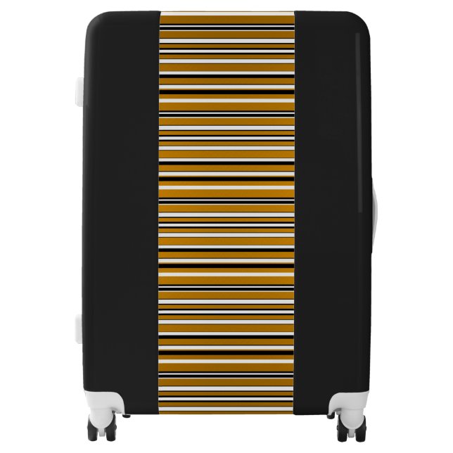 Cute black white golden stripes look luggage (Front)