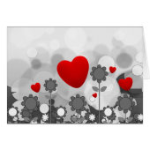 Cute Black/White/Grey Flowers w/Big Red Heart (Front Horizontal)