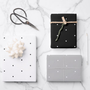 Cute black white grey tiny polka dots pattern chic wrapping paper sheets