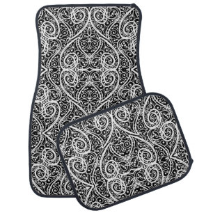 Cute black white hearts love background design lon car floor mat