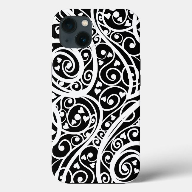 Cute black white hearts love background design lon Case-Mate iPhone case (Back)