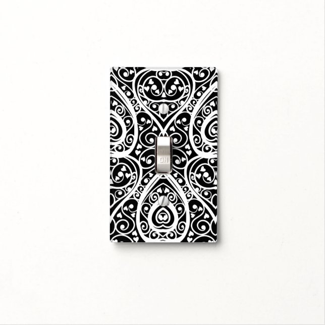 Cute black white hearts love background design lon light switch cover (In Situ)