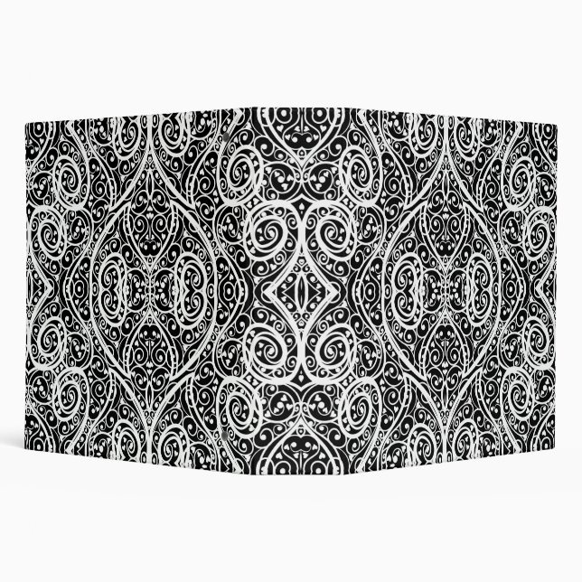 Cute black white hearts pattern 3 ring binder (Background)
