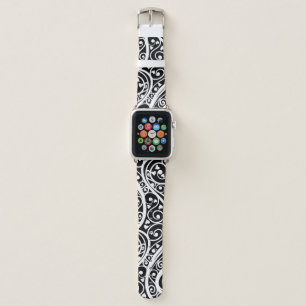 Cute black white hearts pattern apple watch band