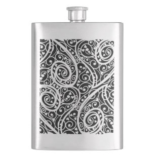 Cute black white hearts pattern flask
