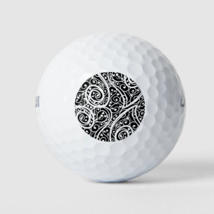 Cute black white hearts pattern golf balls