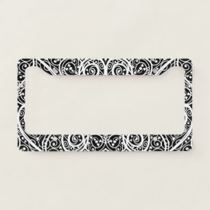 Cute black white hearts pattern license plate frame