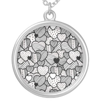 Cute black white hearts patterns