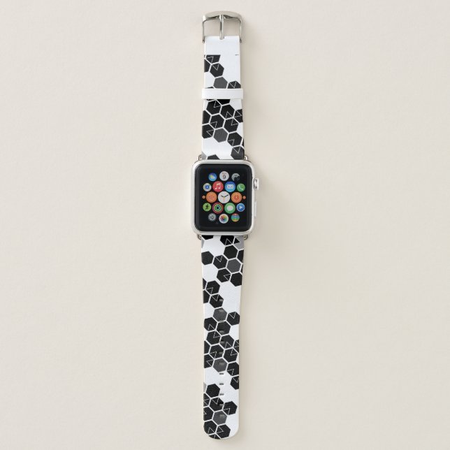 Cute black white hex data patterns apple watch band (Front)