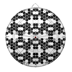 Cute black white hex data patterns dart board