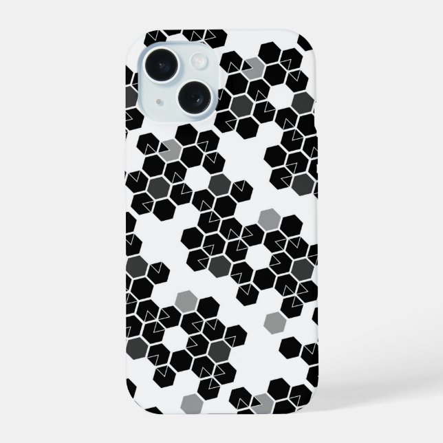Cute black white hex data patterns iphone case (Back)