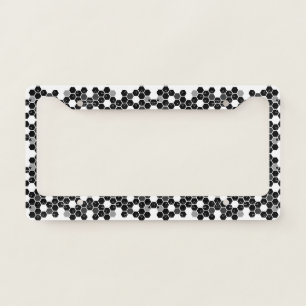 Cute black white hex data patterns license plate frame