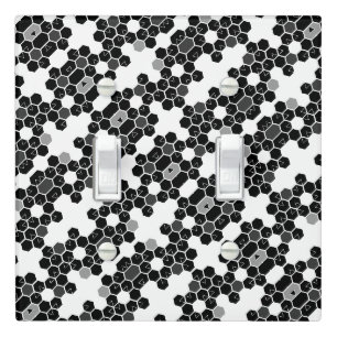 Cute black white hex data patterns light switch cover